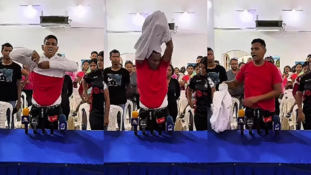 Se quitó un suéter para mostrar su incorporación al PSUV: dirigente juvenil de Acción Democrática “saltó la talanquera” en plena rueda de prensa