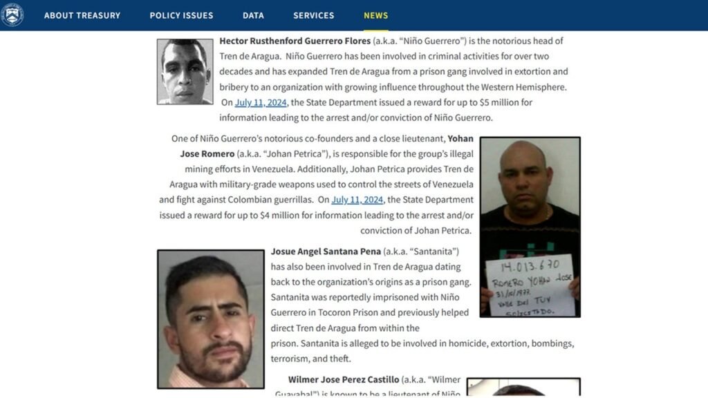 EE.UU. ratifica millonaria recompensa por fundador del Tren de Aragua que estaría en Venezuela