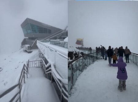 Los videos de la nevada que cayó en Pico Espejo este 17 de agosto